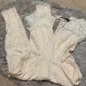 XS lace ivory jumpsuit